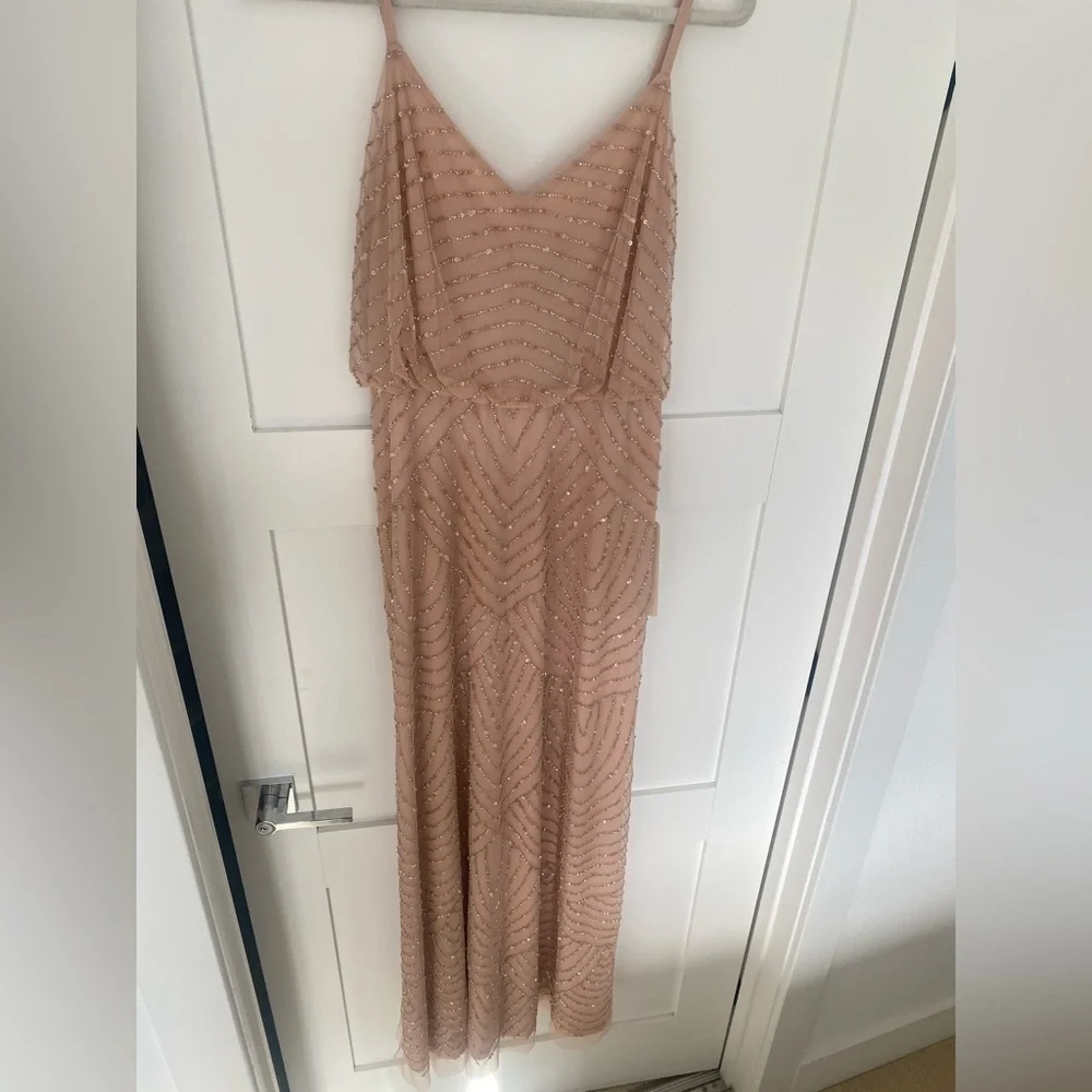 NWT Adrianna Papell Art Deco Beaded Blouson Gown - Picture 5 of 7